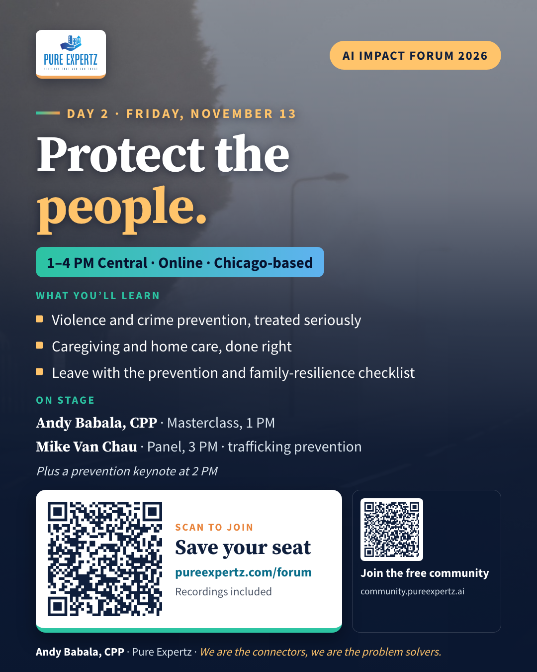 AI Impact Forum Day 2 · Fri Nov 13: Protect the people. Nov 12–14, 1–4 PM CT, online.